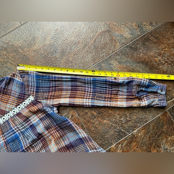 Anthropologie Holding Horses Abita plaid button lace trim shirt dress. Size XS - Picture 11 of 16